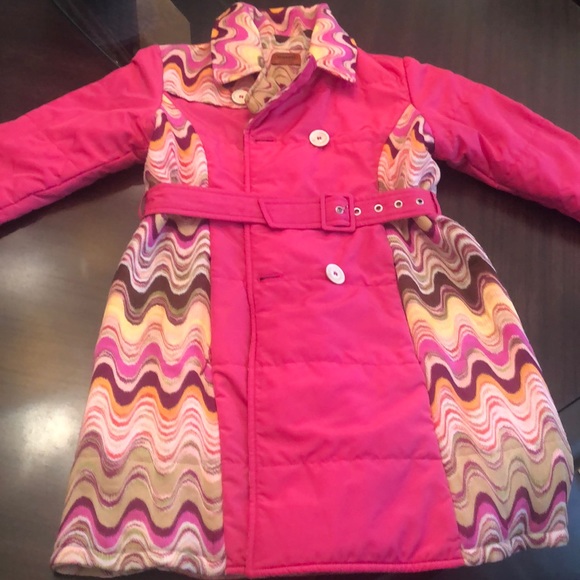 MISSONI Kids Pink and Swirl Knit Reversible Coat, Sz 8 - Picture 5 of 8